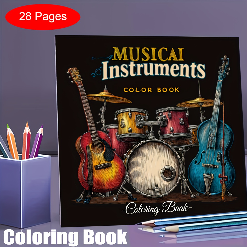 Musical Instrument Coloring Pages - 28 stron Kolorowanka z instrumentami muzycznymi