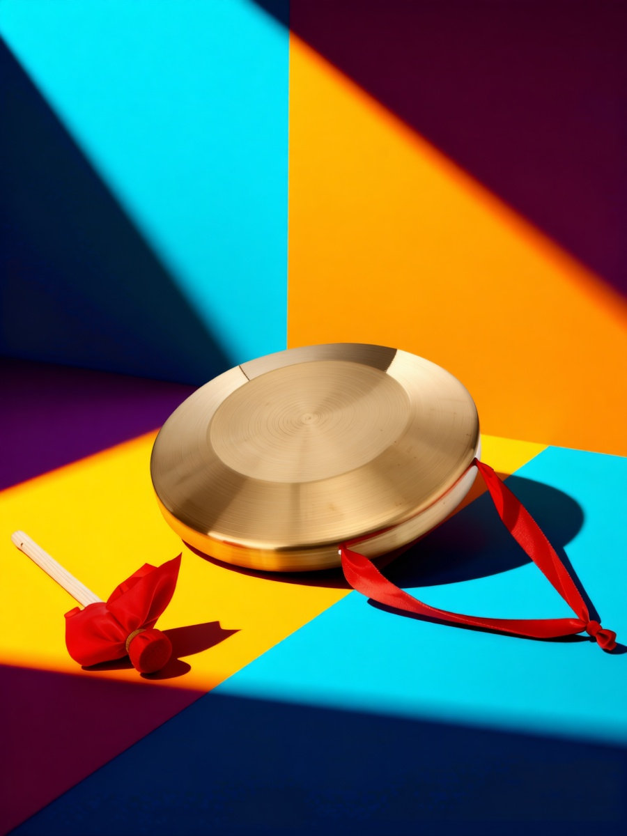 Musical Instrument With Hand - Tradycyjny chiński gong, wykonany ze stopu