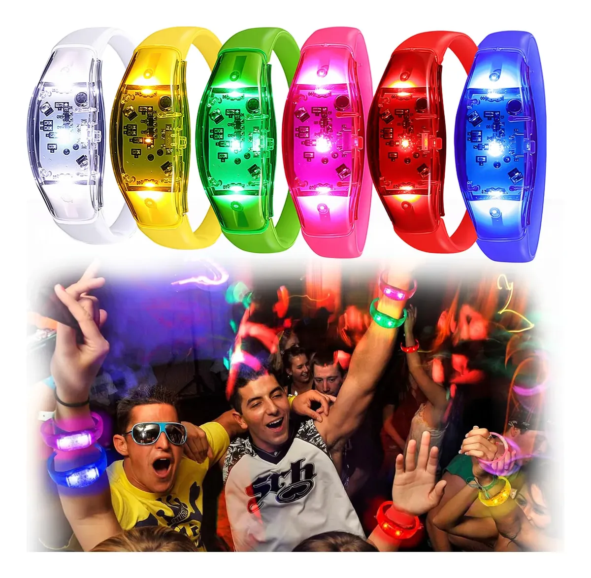 Musical Instrument Jewelry - 6 sztuk bransoletek LED aktywowanych dźwiękiem